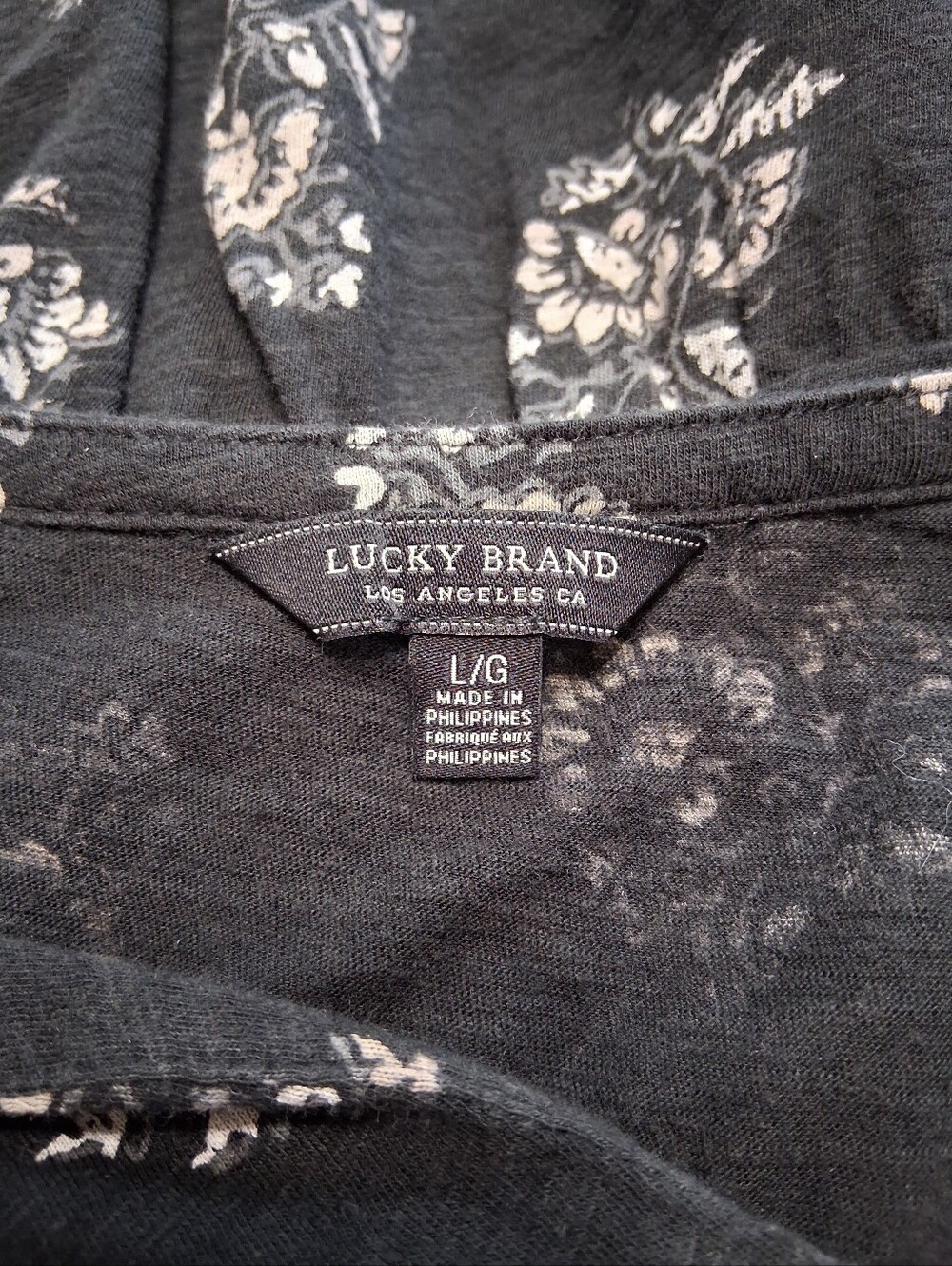 Lucky Brand Black Floral Tie-Neck Sleeveless Top Sz L - Picture 4 of 6